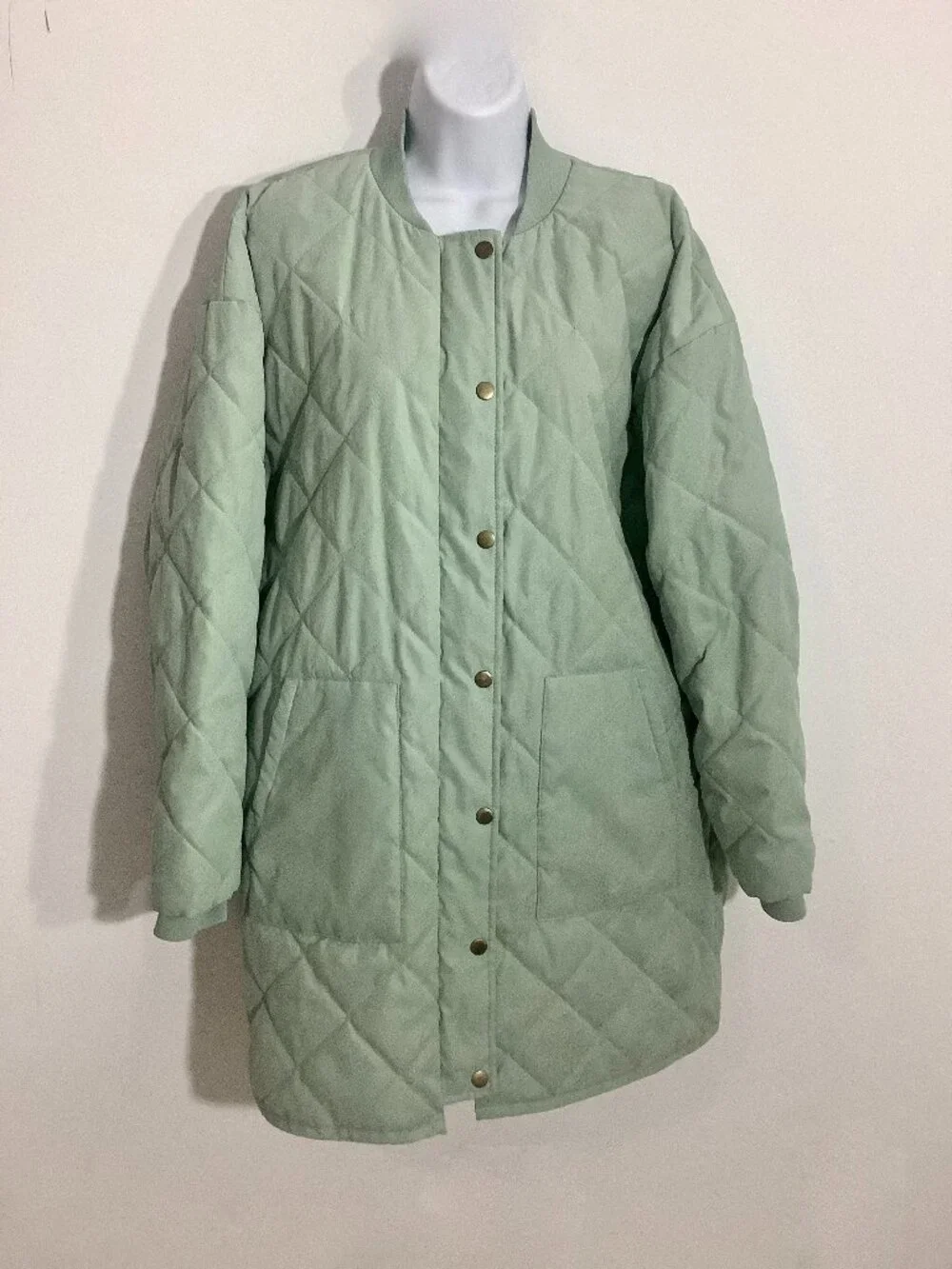 Trench Style Coat Green Universal Threads Quilted Look Wardrobe Staple Medium